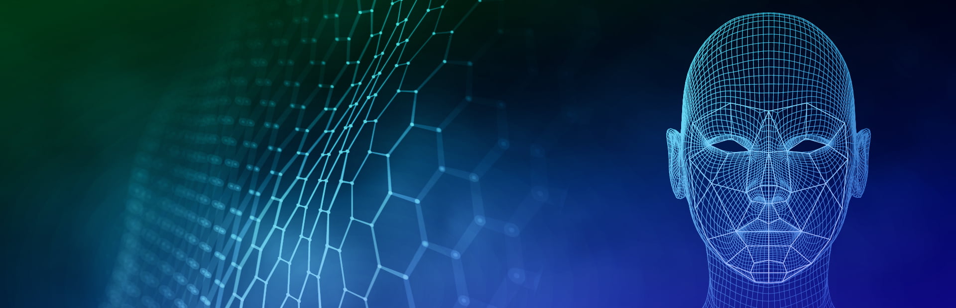 Illustrative image of a person's face with digital overlay, depicting the use of facial recognition technology.