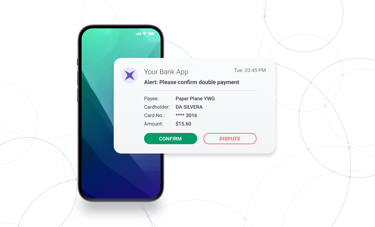 Example of how to confirm banking transaction to prevent fraud