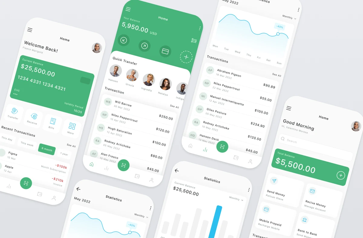modern looking fintech app