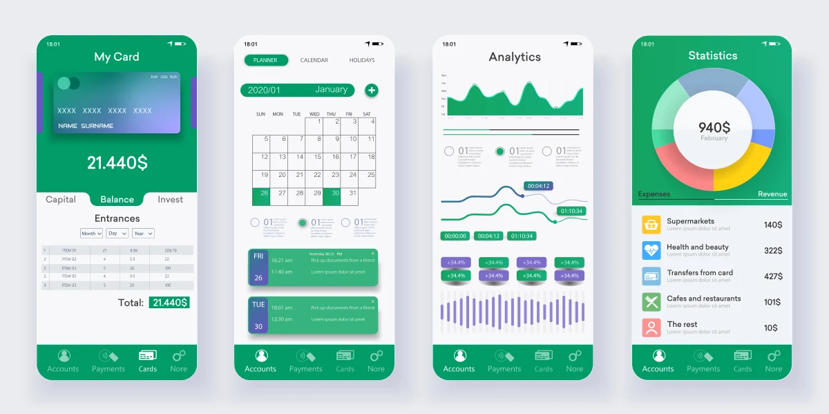 expense management feature screens
